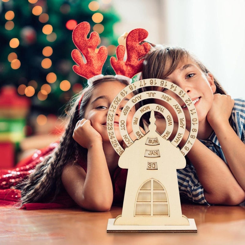 woobles Wooden Advent Calendar - Ferris Wheel Shape Desktop Ornament Turntable Calendar,Christmas Atmosphere Calendar Adornment for Kids Teens Women, Celebrate New Year - Image 2